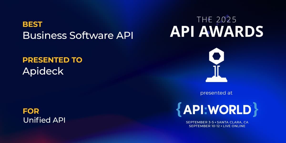 Apideck Wins API World 2025 Award for Best Business Software API